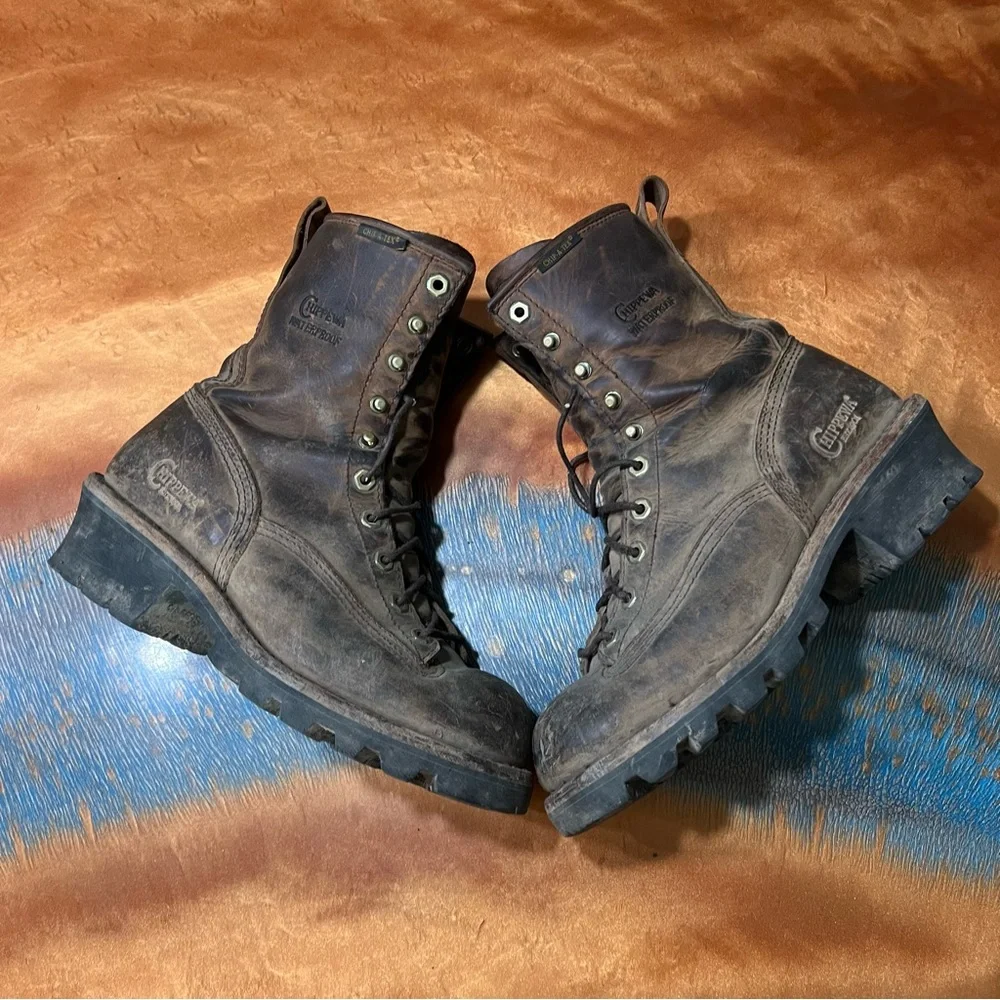 Chippewa Paladin 8”  Waterproof Logger Brown Boots Size 8.5 M 73100 Steel Toe
